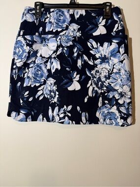 Navy Floral Skort with Blue and White Blooms